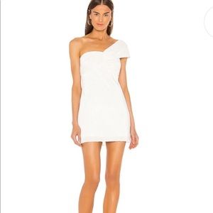 NBD white shimmer mini dress